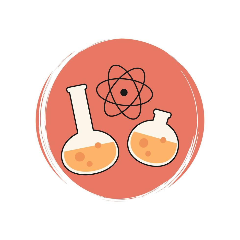 Science and chemistry icon logo vector illustration on circle with brush texture for social media story highlight