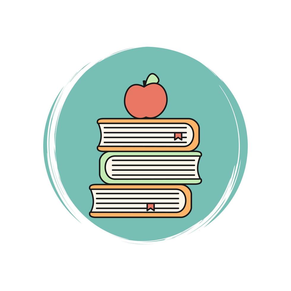Books stack icon logo vector illustration on circle with brush texture for social media story highlight