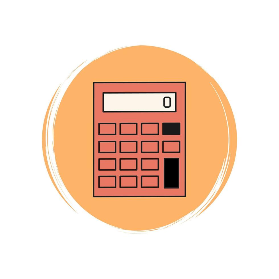 Calculator icon logo vector illustration on circle with brush texture for social media story highlight