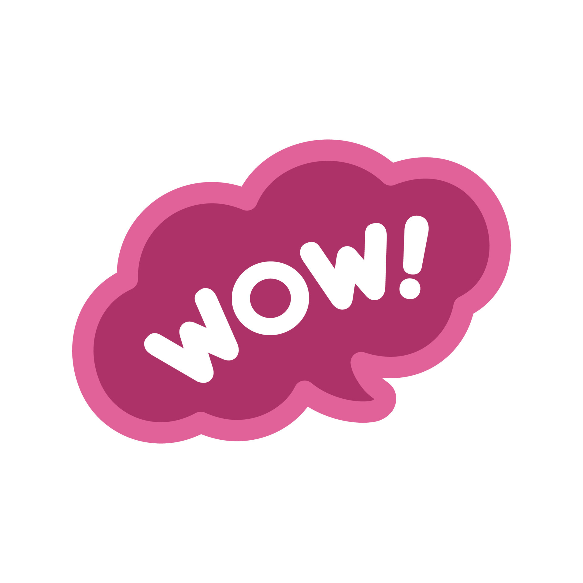 WOW speech bubble icon. Cute black text lettering vector illustration