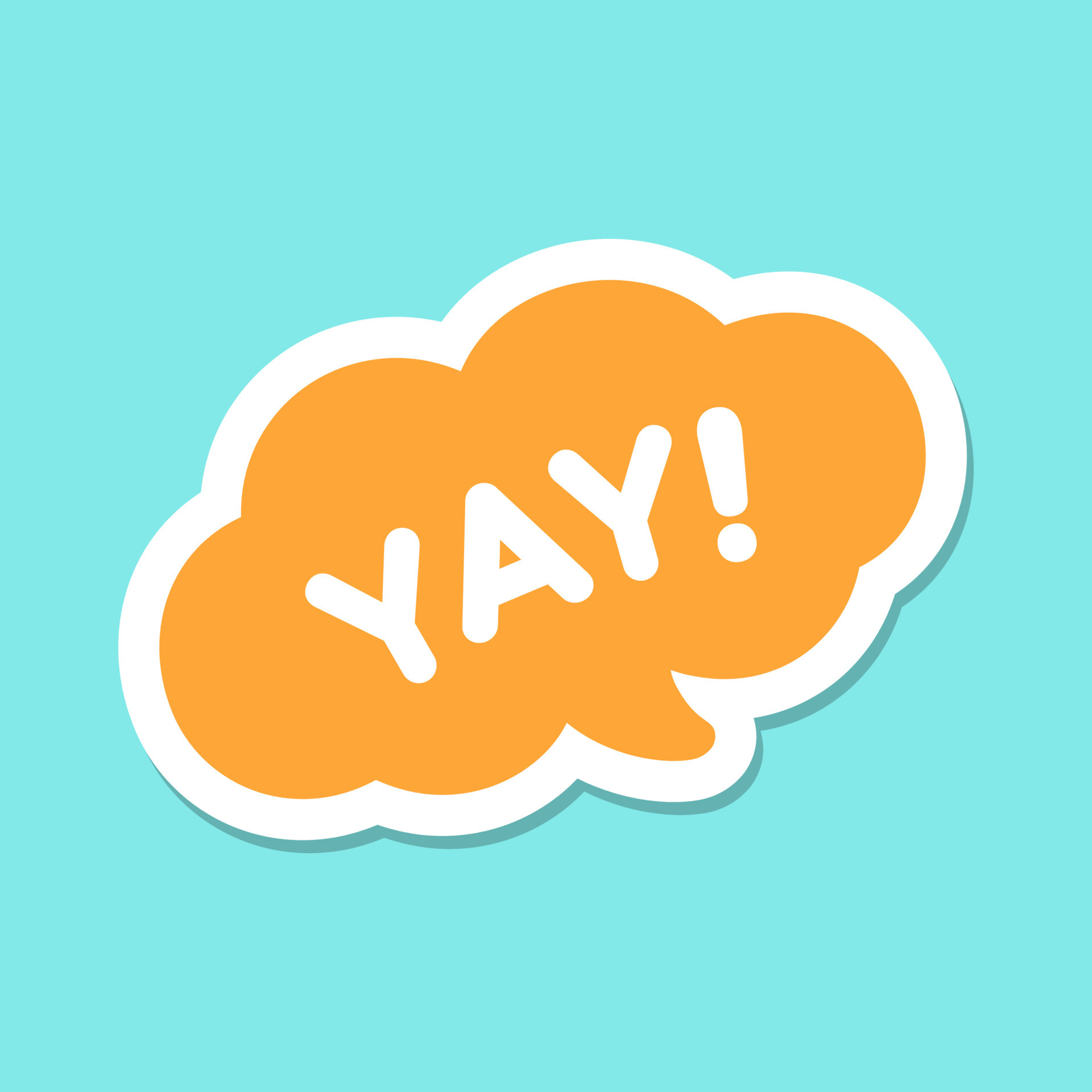 Yay happy expression speech bubble icon. Cute black text lettering