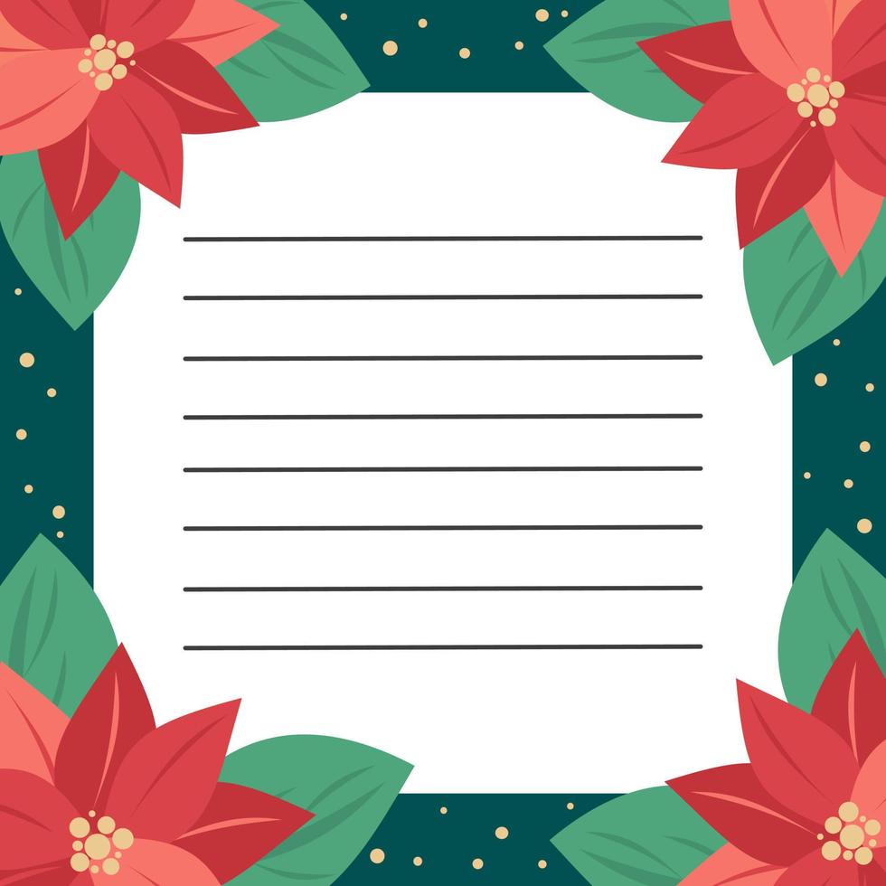Cute hand drawn christmas list vector design illustration with poinsettia flowers