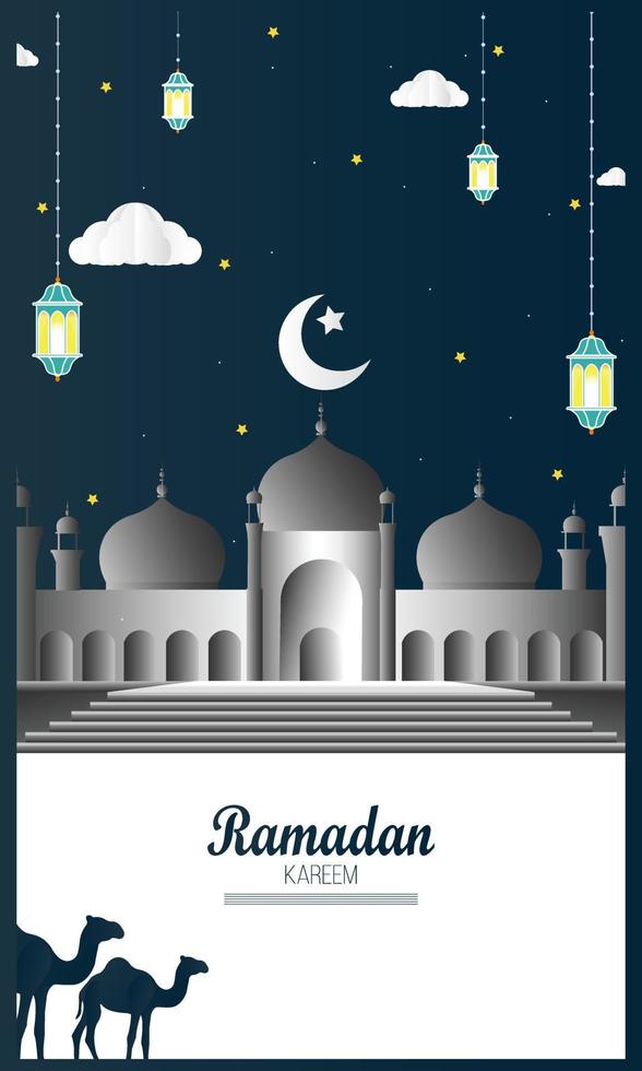 Ramadan Kareem of invitations design paper cut islamic. Vector illustration - Vector
