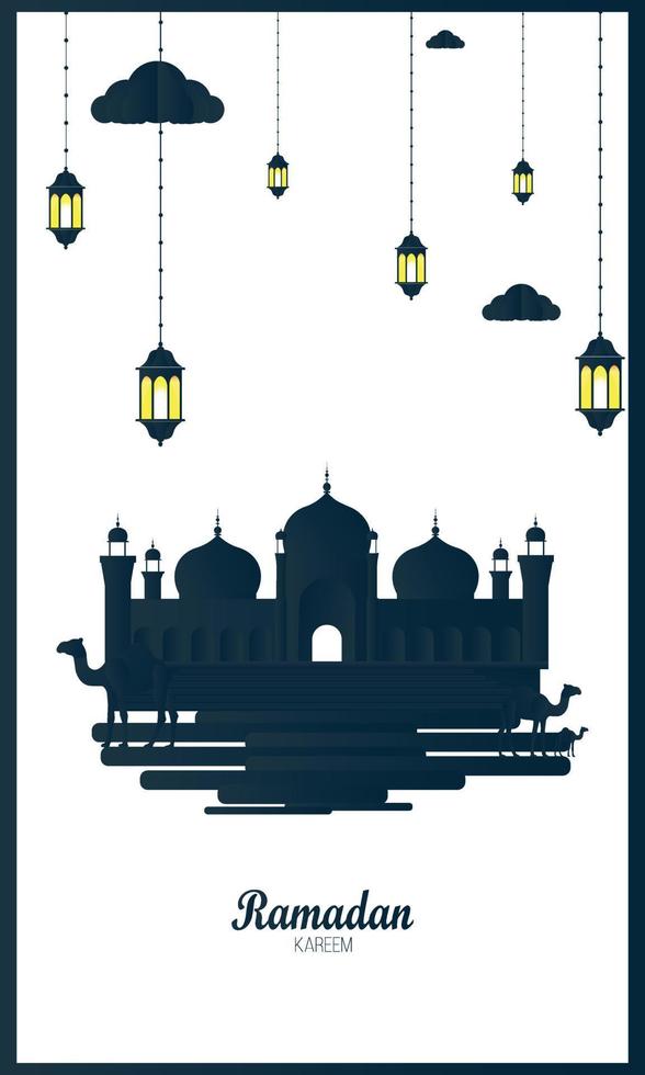 Ramadan Kareem of invitations design paper cut islamic. Vector illustration - Vector