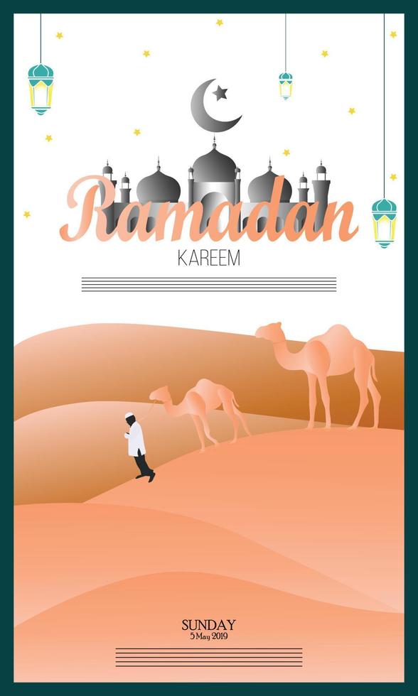 Ramadán kareem de invitaciones diseño papel cortar islámico. vector ilustración - vector