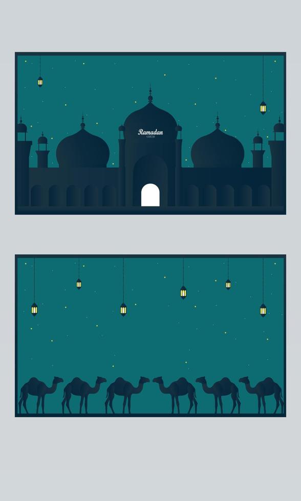 Abstract Ramadan Kareem decorative banners set vector - Vector