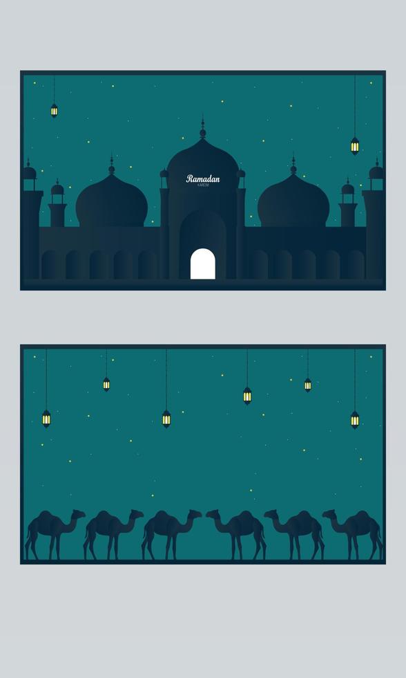 Abstract Ramadan Kareem decorative banners set vector - Vector