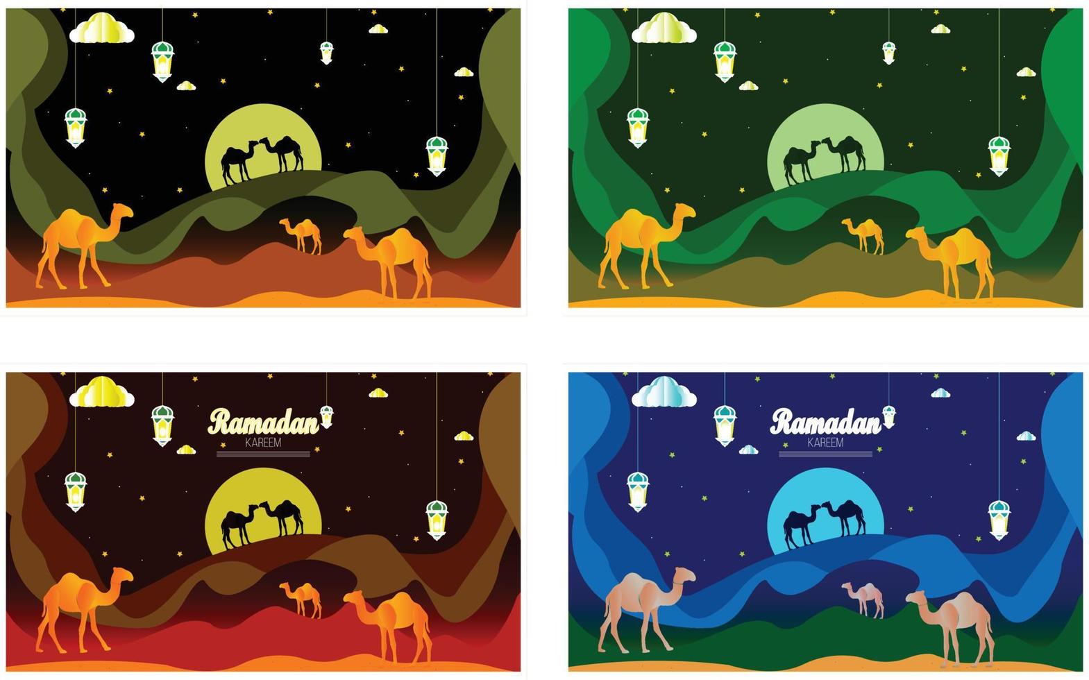 Abstract Ramadan Kareem decorative banners set vector - Vector