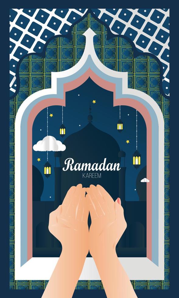 Ramadan Kareem beautiful and creative greeting card, menu, invitation, poster, banner, card for the celebration of Muslim community festival - Vector