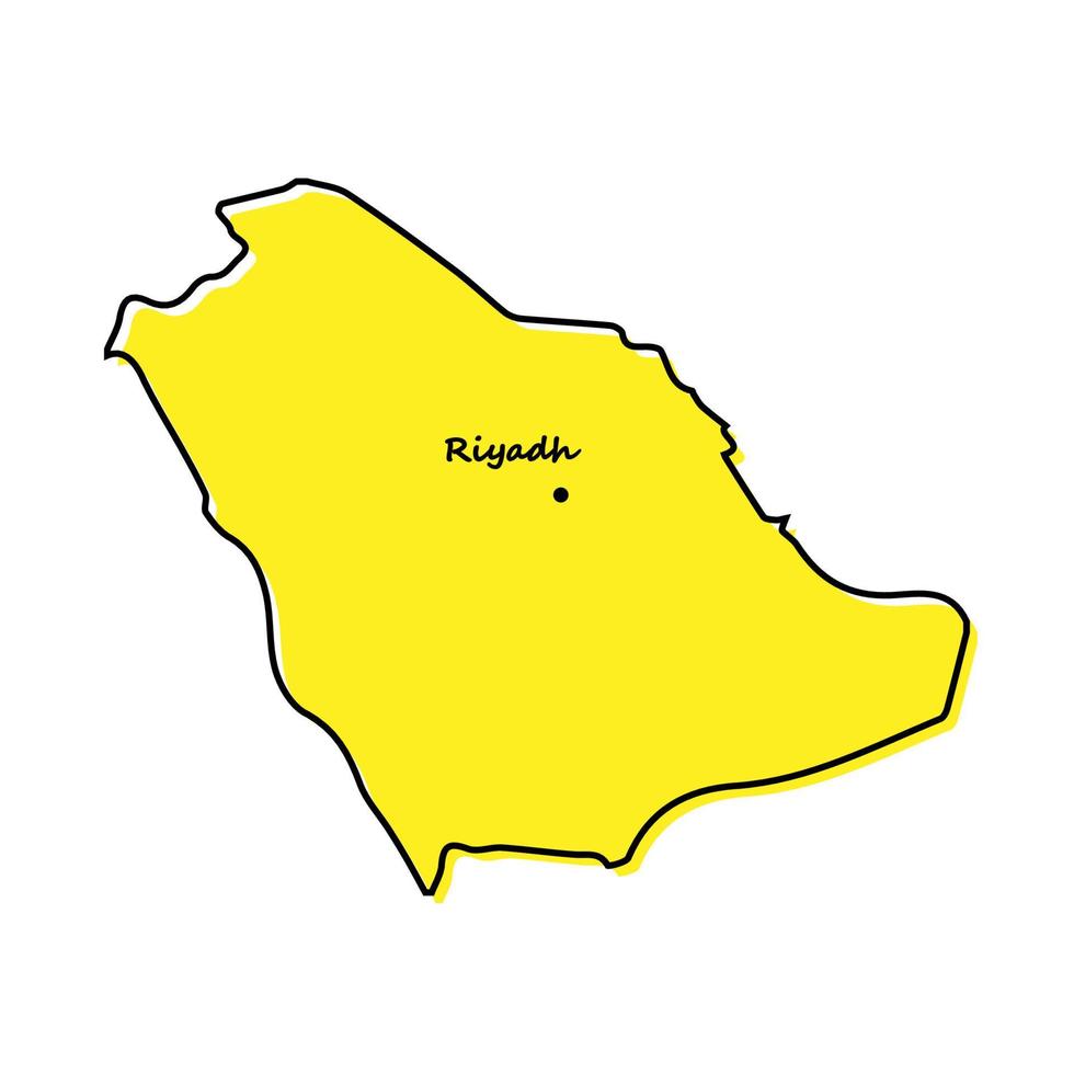 Simple outline map of Saudi Arabia with capital location vector