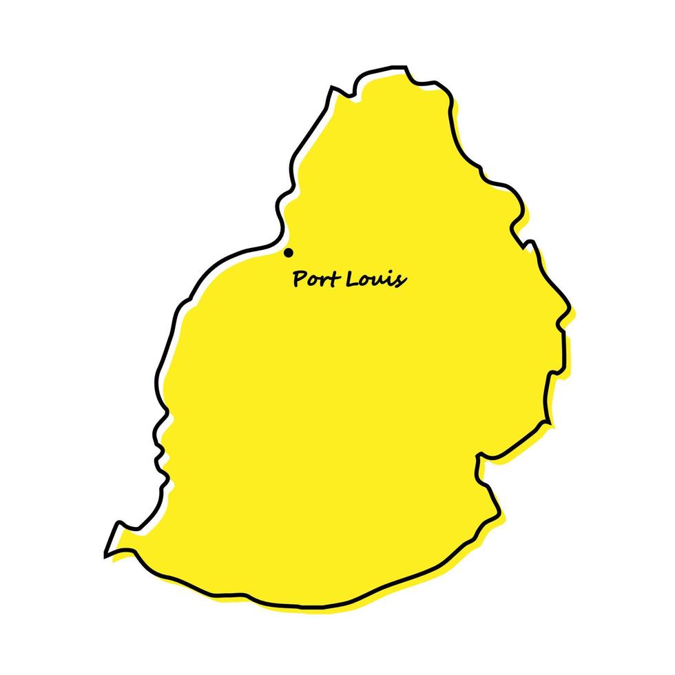 Simple outline map of Mauritius with capital location vector