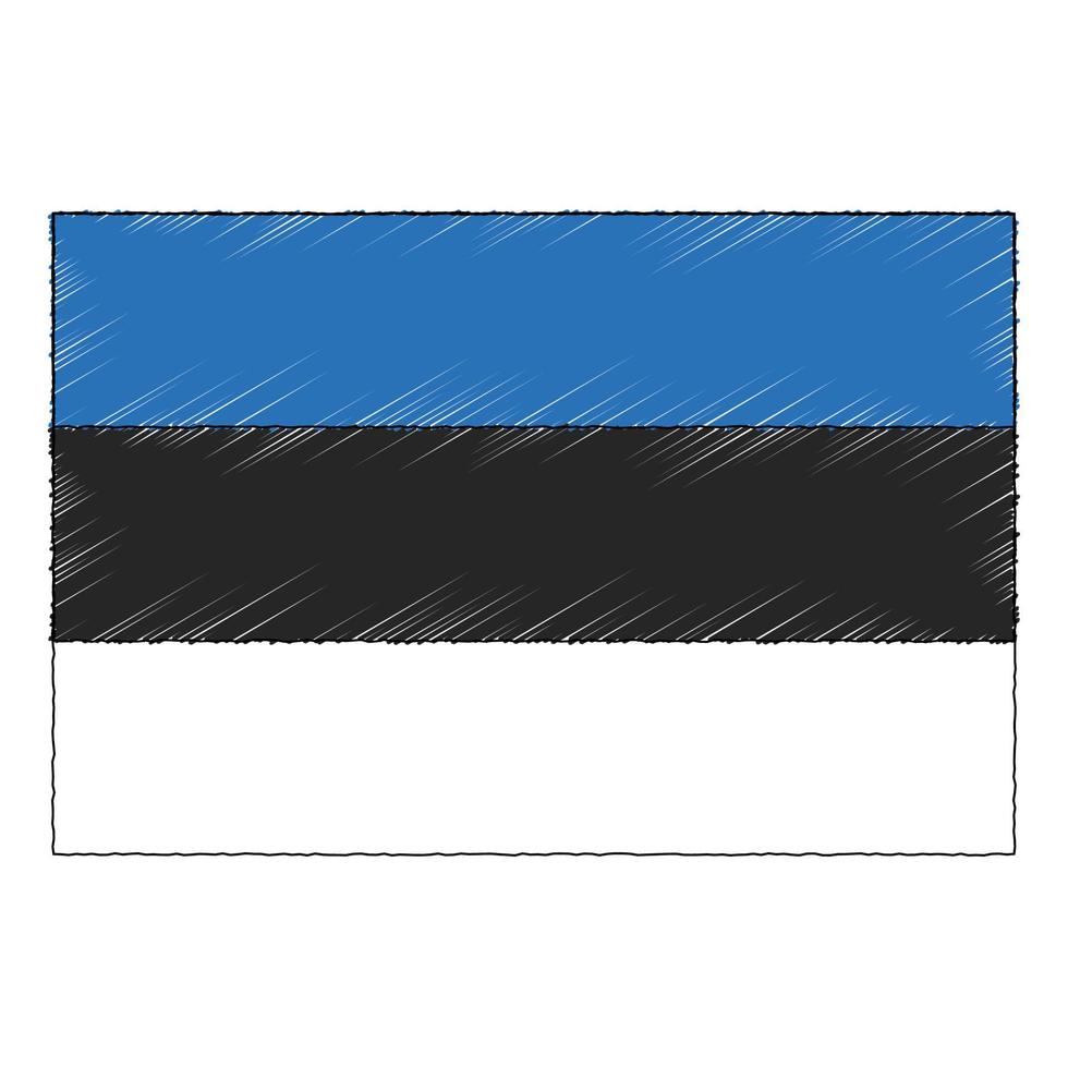 Hand drawn sketch flag of Estonia. doodle style icon vector