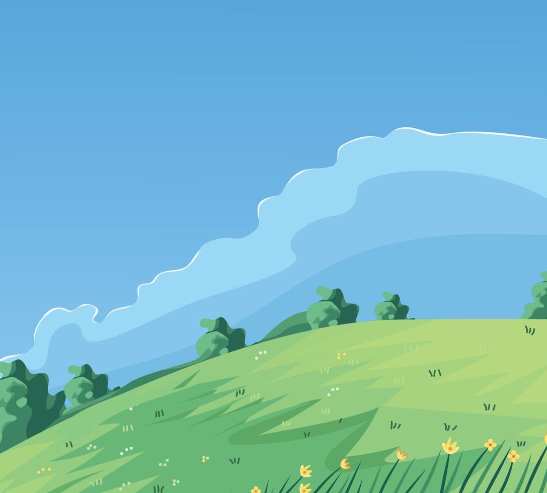 paisaje verde plantas y azul cielo vector