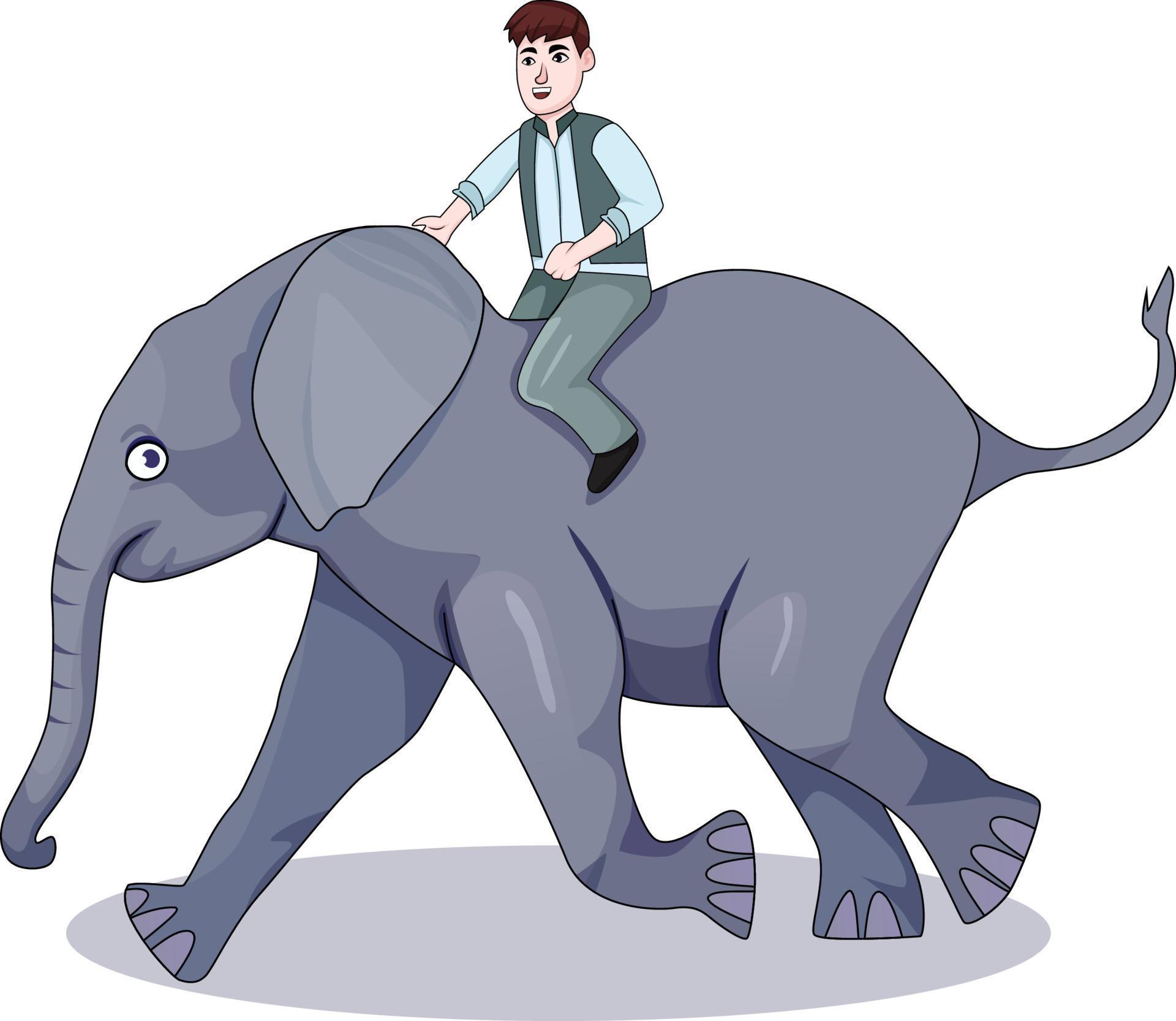 Man riding an elephant, cartoon illustration, white background 21846972 Vector Art at Vecteezy