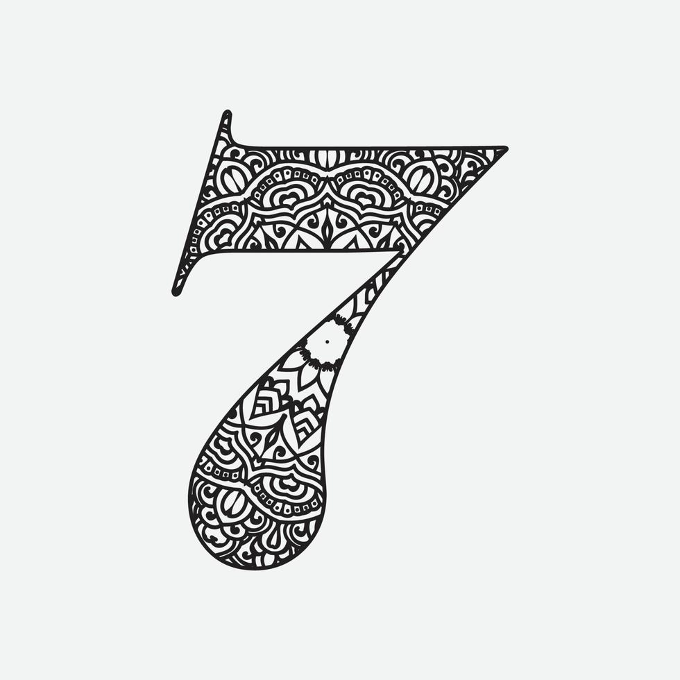 Mandala Number Coloring Page for Kids vector