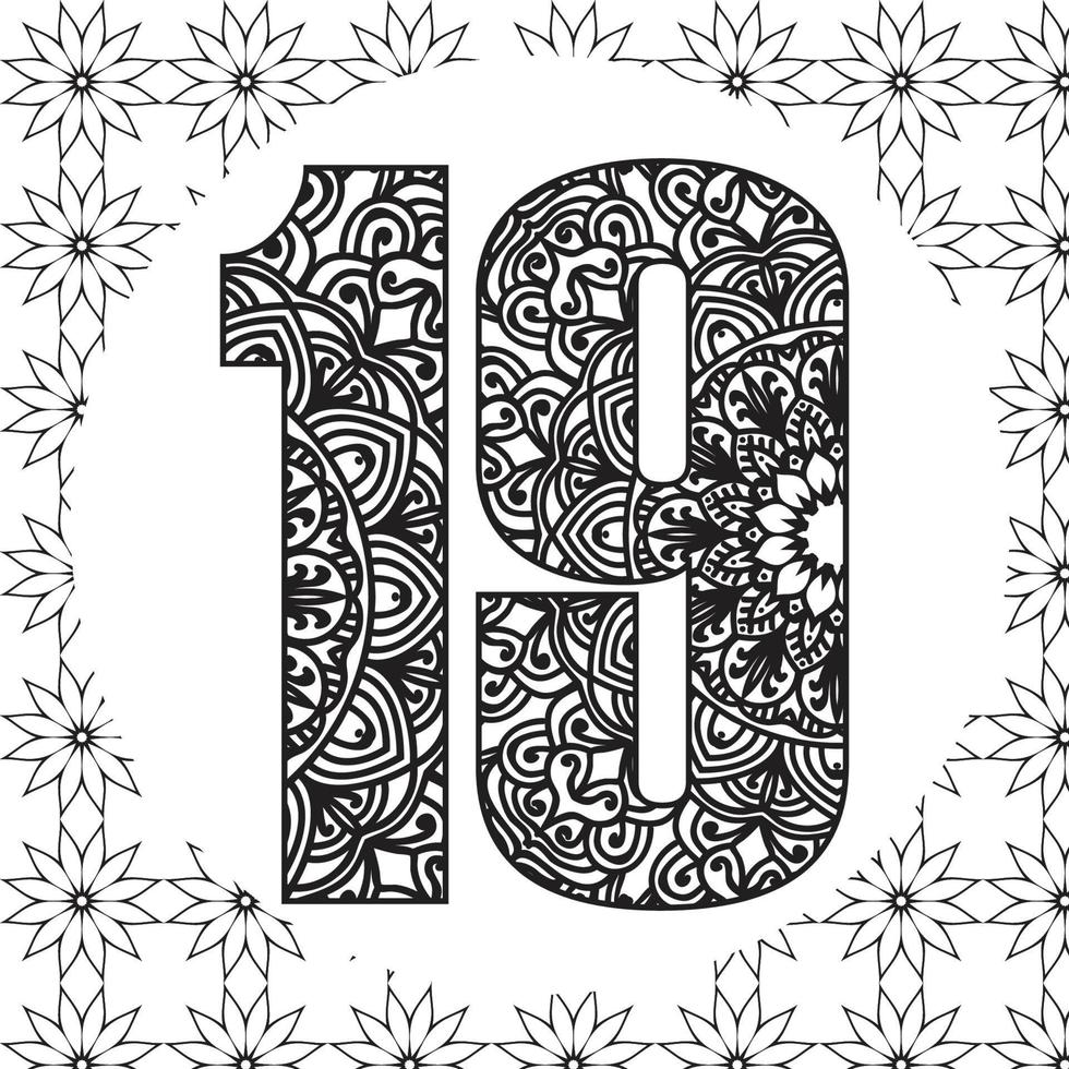 Mandala Number Coloring Page for Kids vector