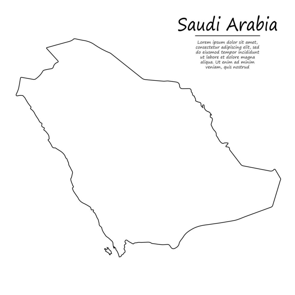 Simple outline map of Saudi Arabia, in sketch line style vector