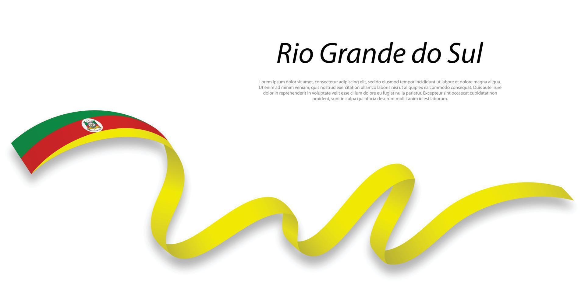 Waving ribbon or stripe with flag of Rio Grande do Sul vector