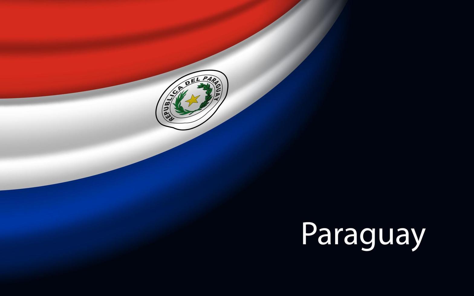 Wave flag of Paraguay on dark background. vector
