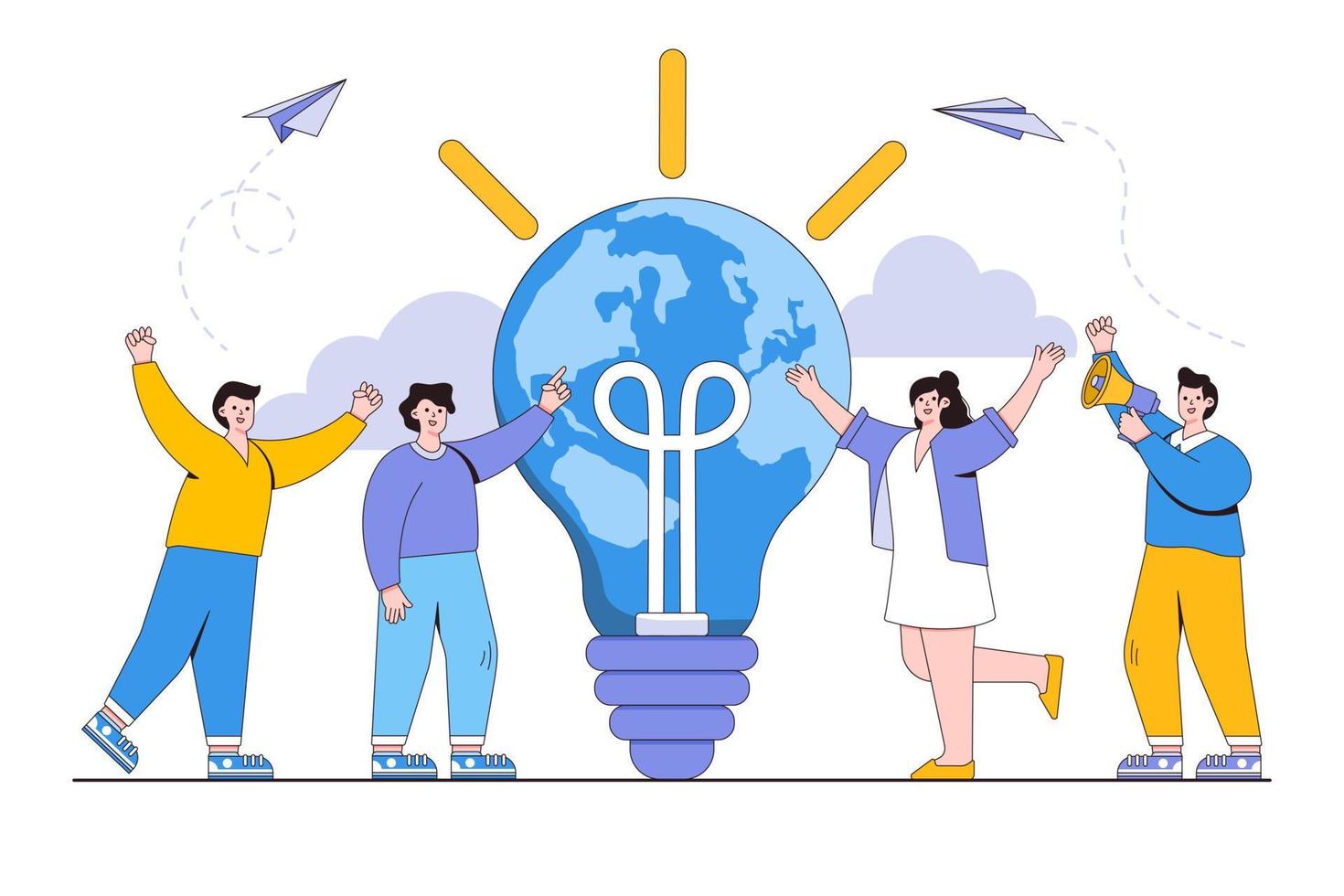 Holiday date, save energy and planet concept. World earth hour on march 30. Environmental and earth day vector cartoon illustration for landing page, web banner, hero images