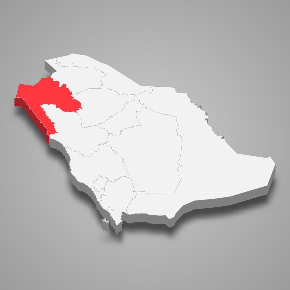 tabuk región ubicación dentro saudi arabia 3d mapa vector