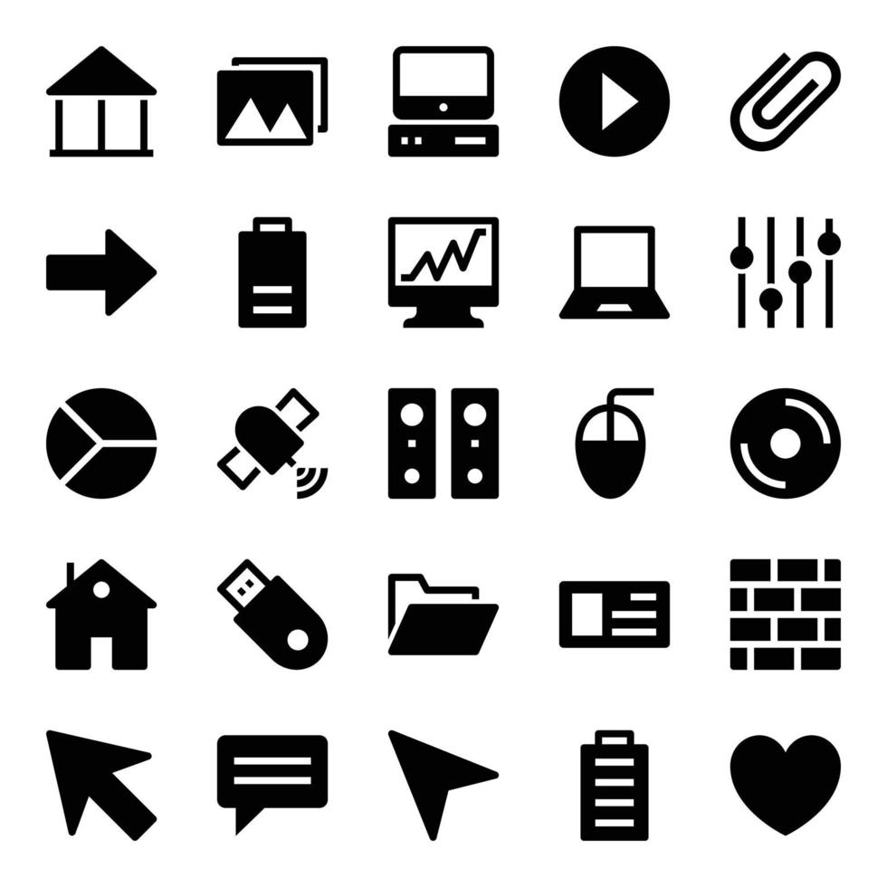 Glyph icons for internet. vector