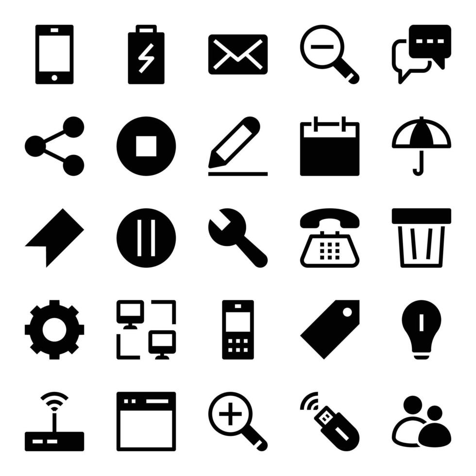 Glyph icons for internet. vector