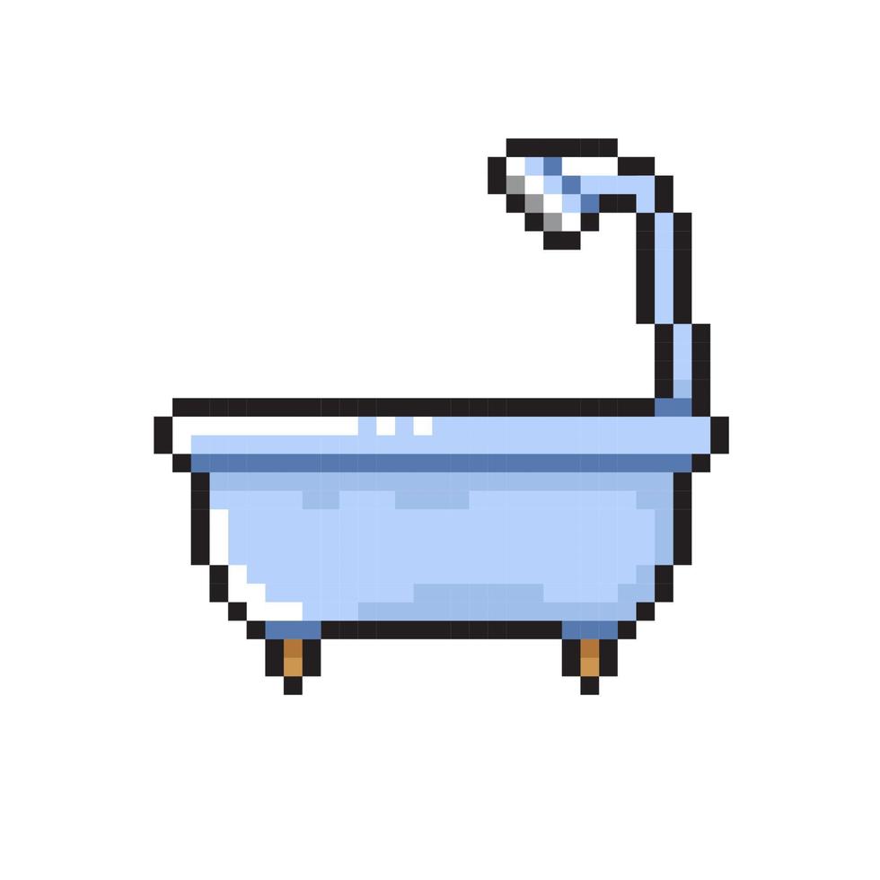 bathtub in pixel art style vector