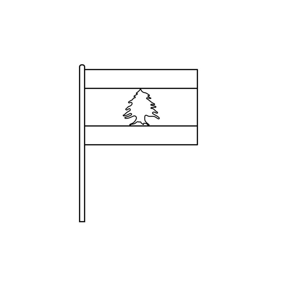 Black outline flag on of Lebanon. Thin line icon vector