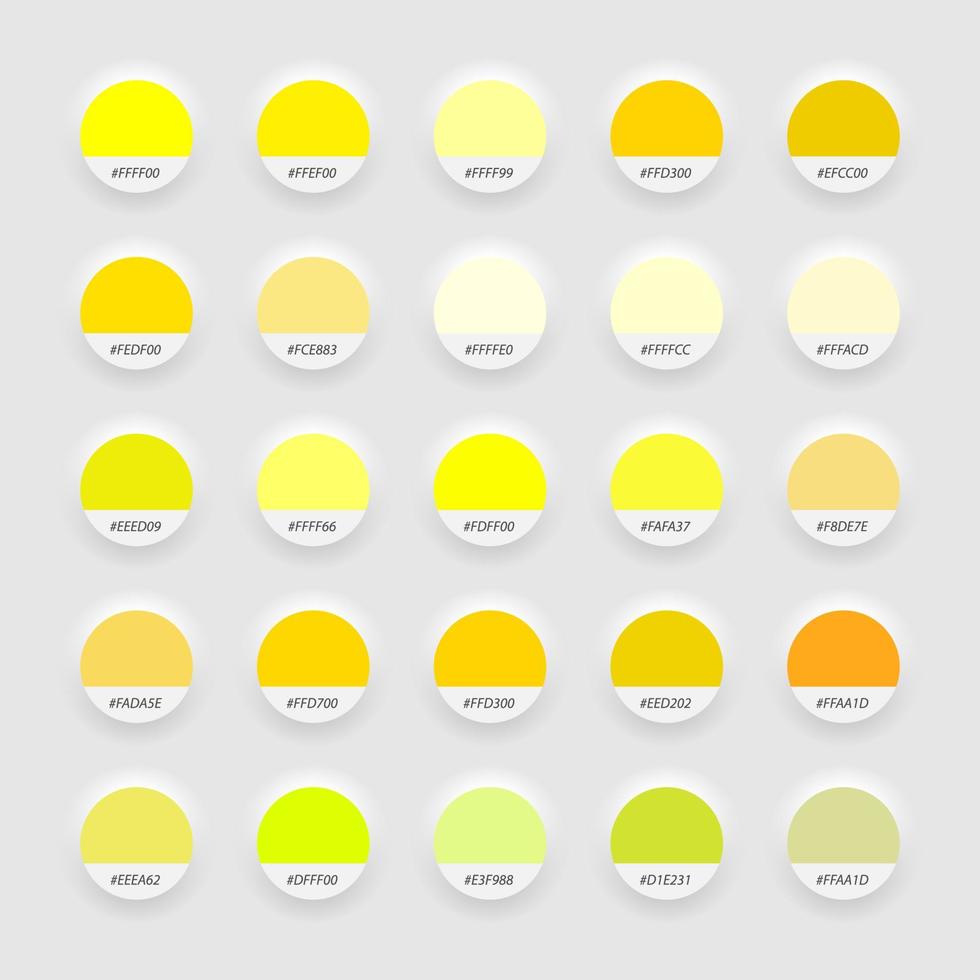 Shades of yellow swatch color palette. Neomorphism Style template for your design vector