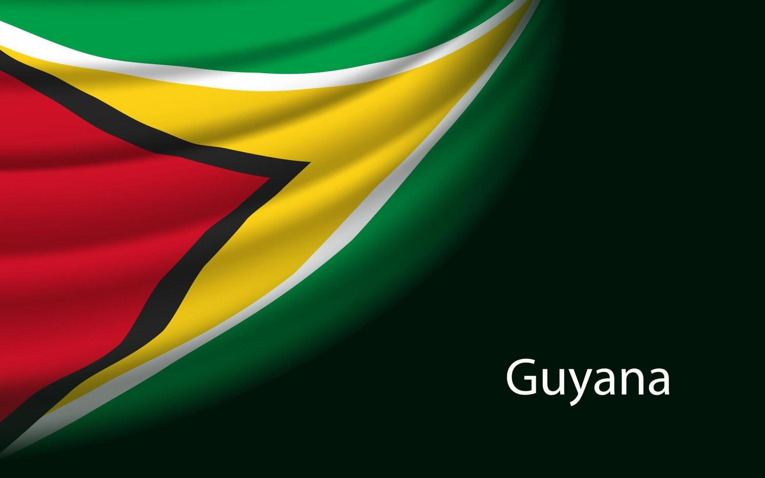 Wave flag of Guyana on dark background. vector