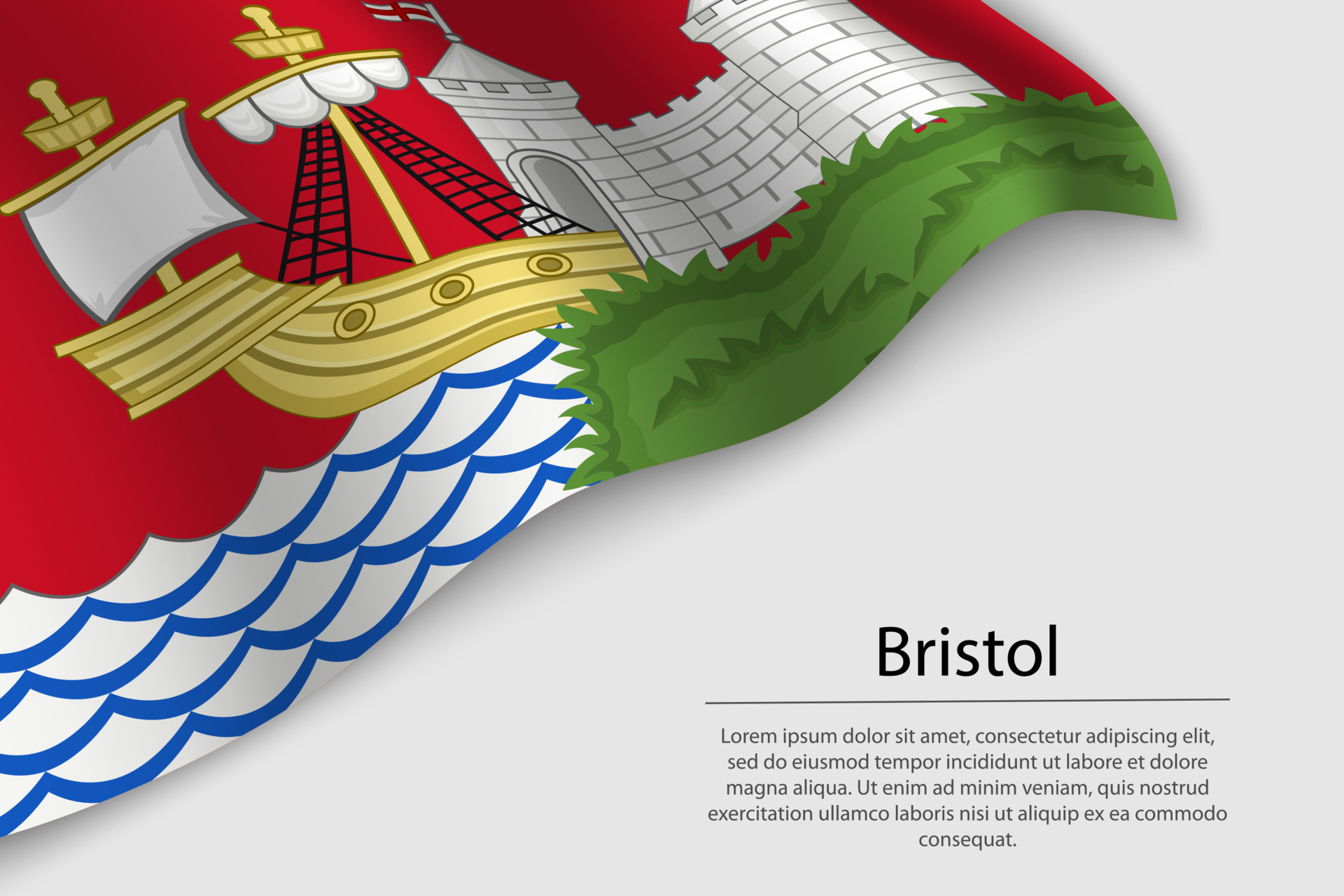 Wave flag of Bristol is a county of England. Banner or ribbon 21847088