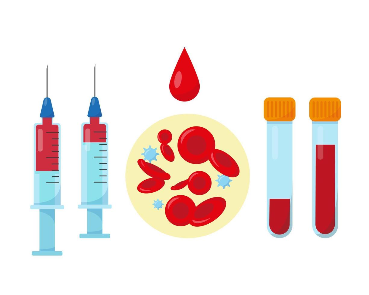 Blood test or analysis elements. Vector illustration.