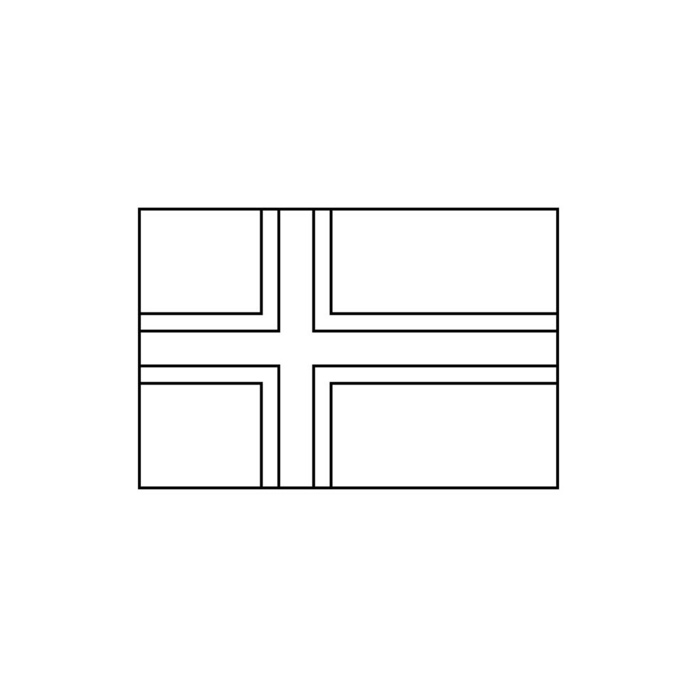 Black outline flag of Norway.Thin line icon vector
