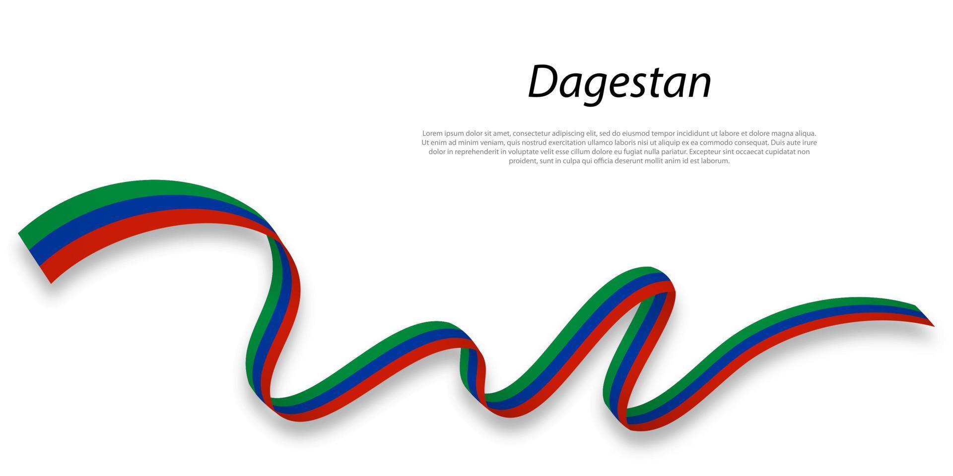 Waving ribbon or stripe with flag of Dagestan vector