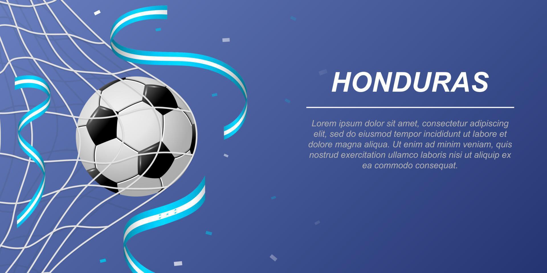 Soccer background with flying ribbons in colors of the flag of Honduras vector