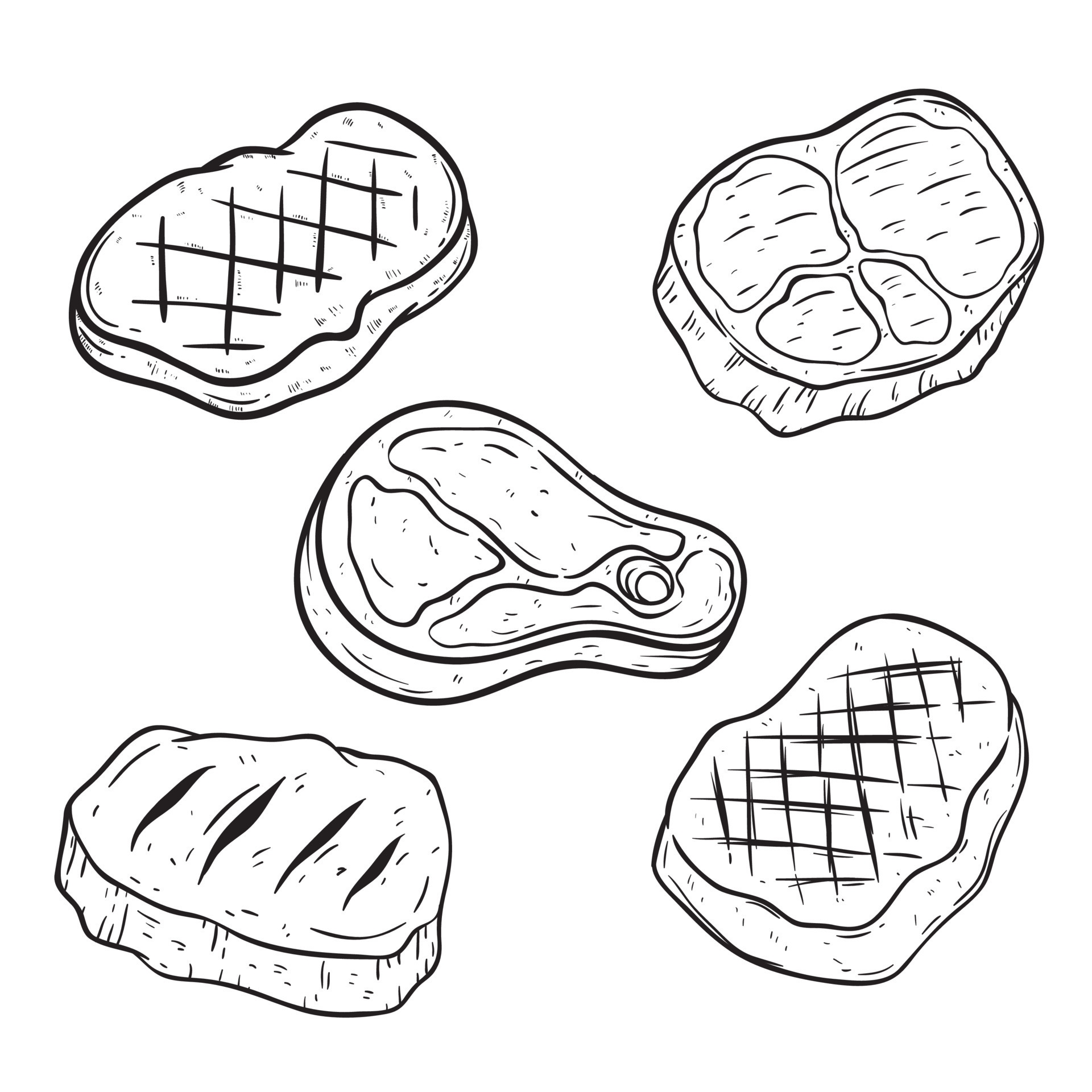 T-bone beef steak hand drawn sketch icon Vector Image