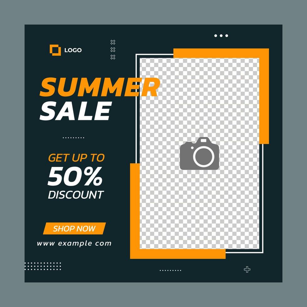 Summer sale abstract square template. Suitable for social media posts, mobile apps, banners design and web ads. Vector fashion background.