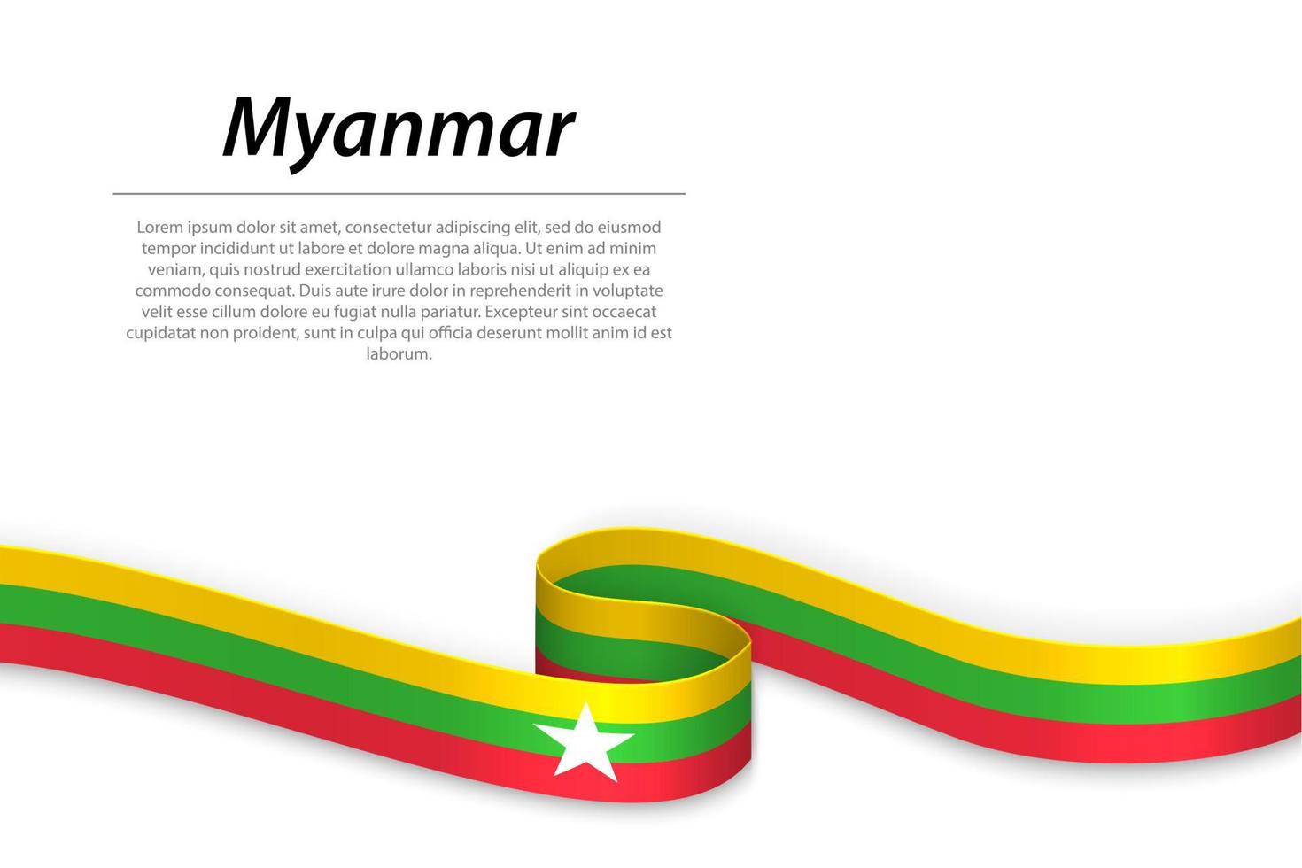 Waving ribbon or banner with flag of Myanmar vector