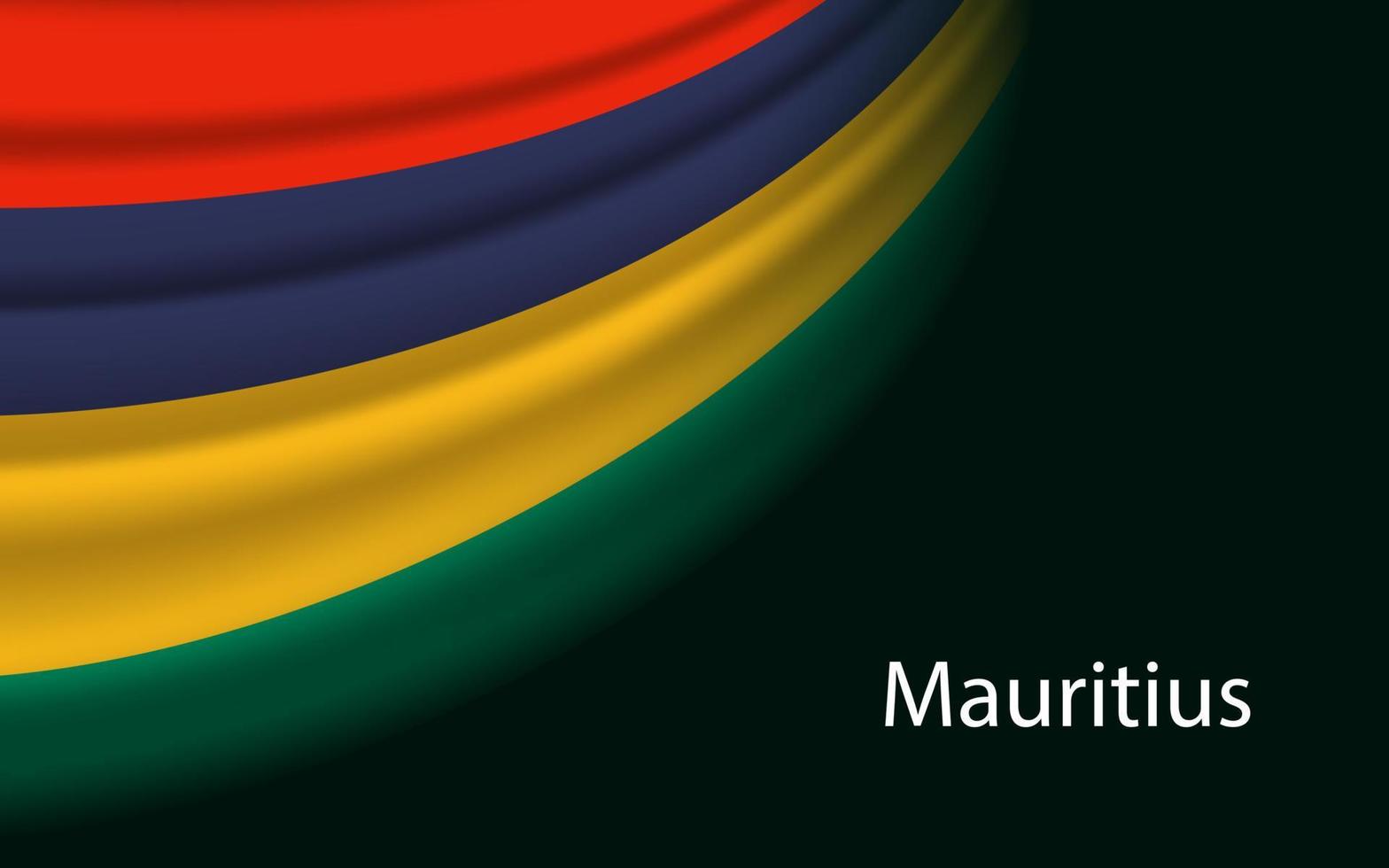Wave flag of Mauritius on dark background. vector