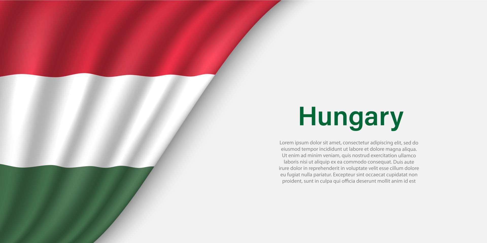 Wave flag of Hungary on white background. vector