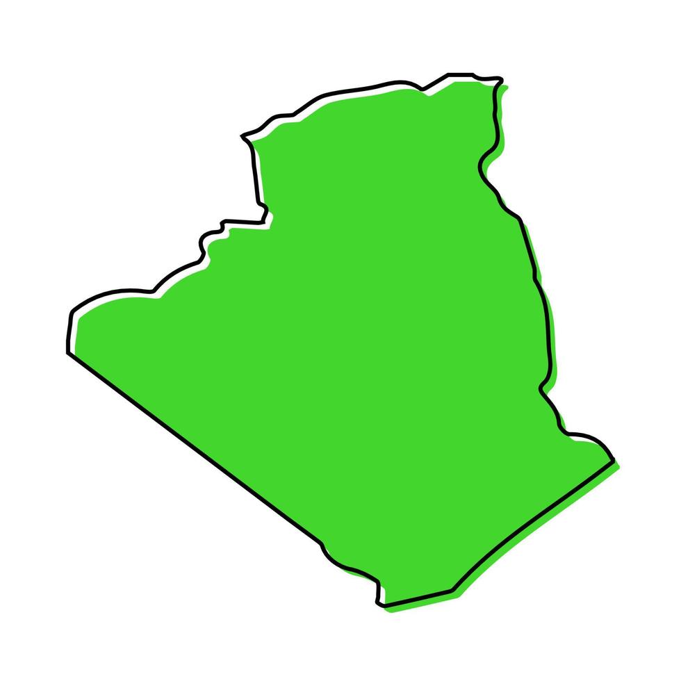 Simple outline map of Algeria. Stylized line design vector