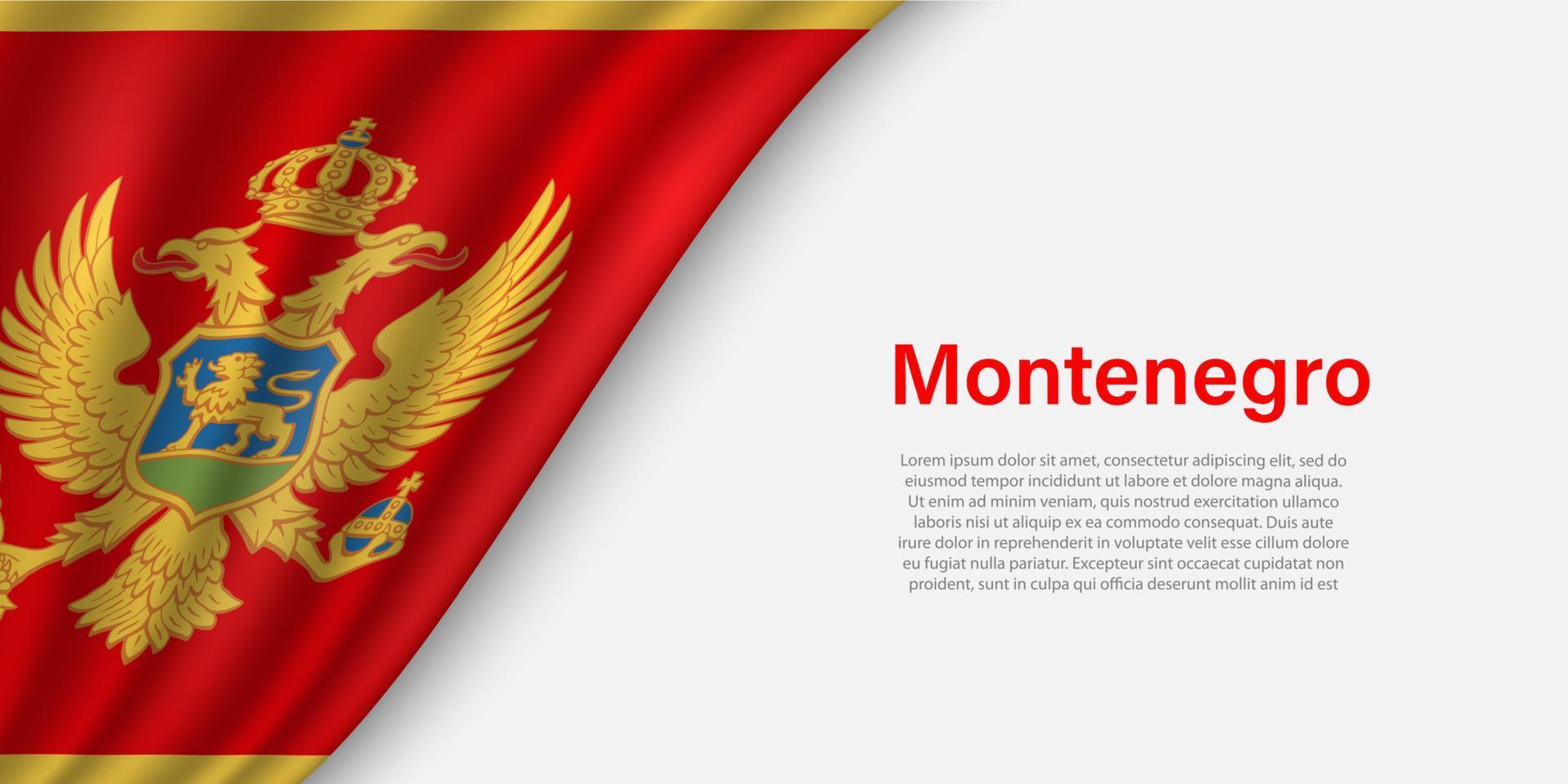 Wave flag of Montenegro on white background. vector