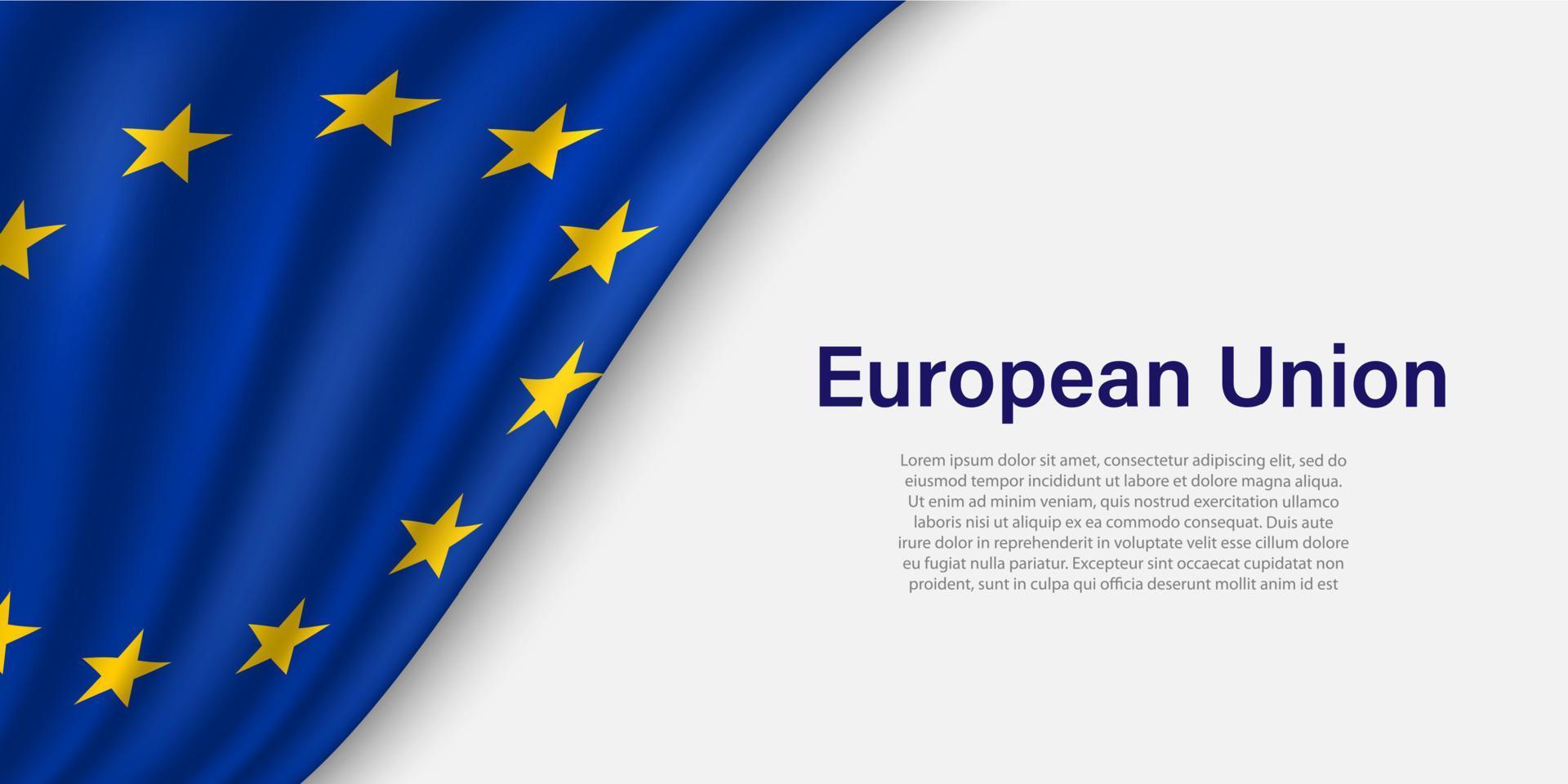 Wave flag of European Union on white background. vector