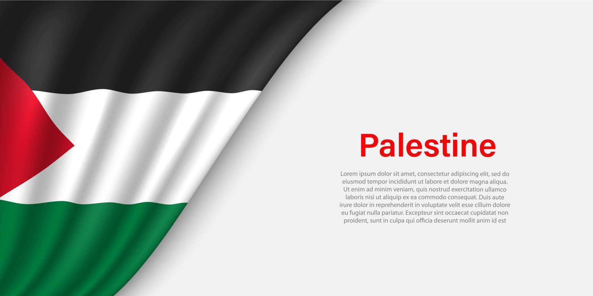 Wave flag of Palestine on white background. vector