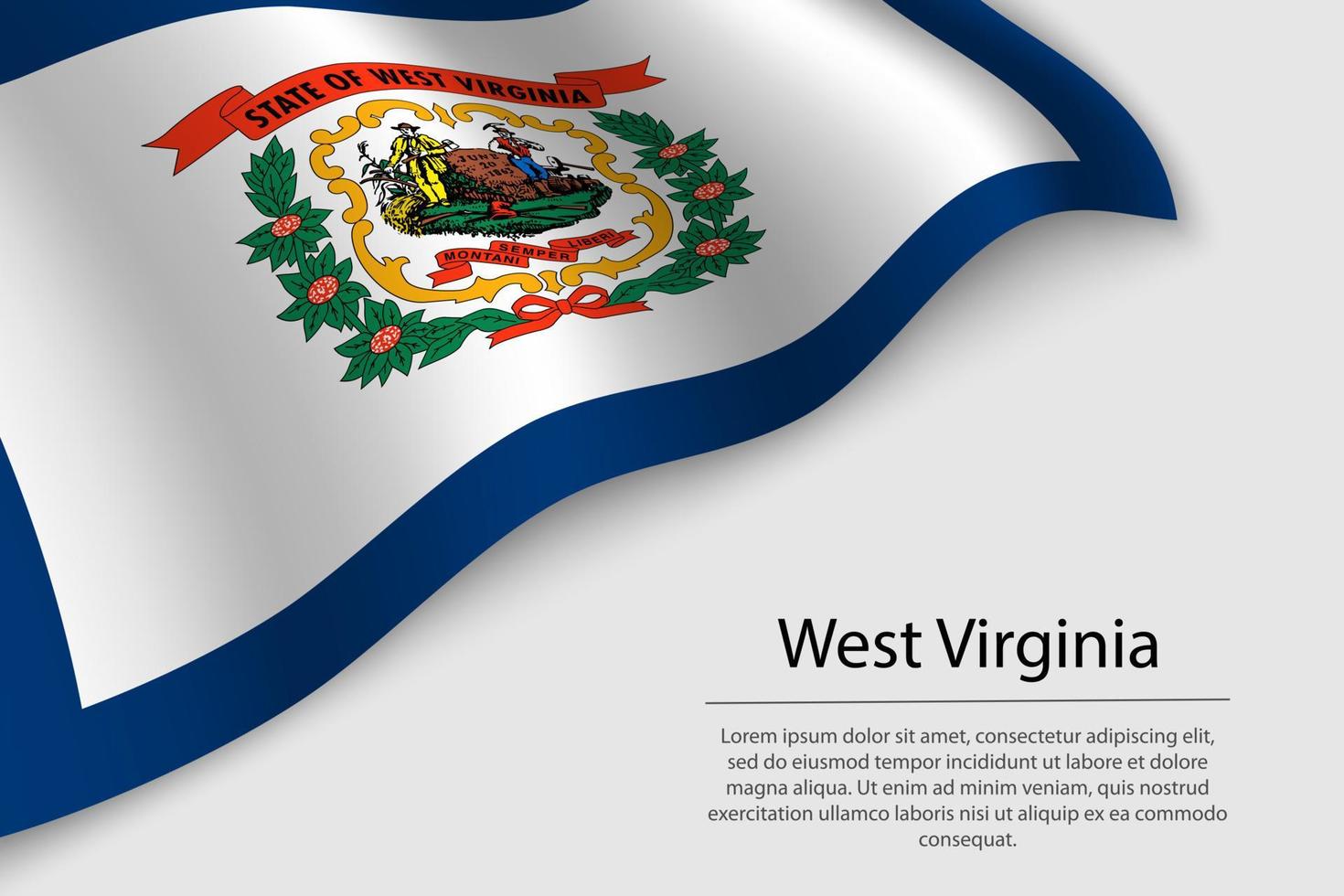 Wave flag of West Virginia is a state of United States. vector