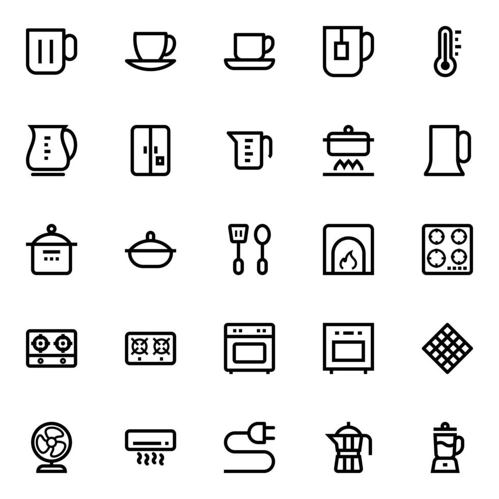 Outline icons for kitchen. vector