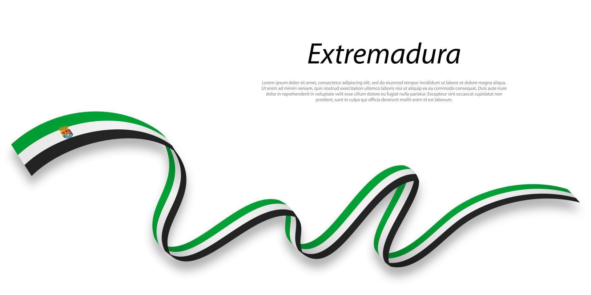 ondulación cinta o raya con bandera de extremadura vector