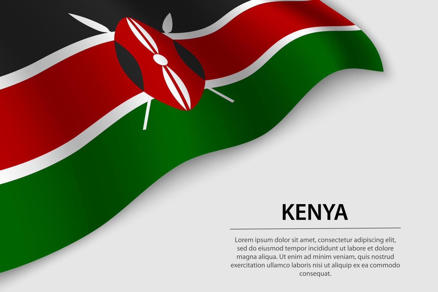 Wave flag of Kenya on white background. Banner or ribbon vector