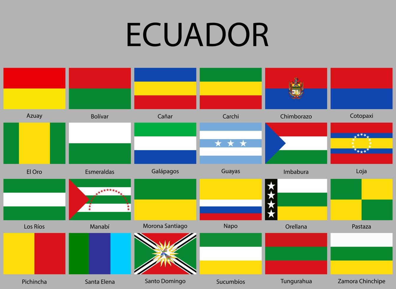 todas banderas provincias de Ecuador vector